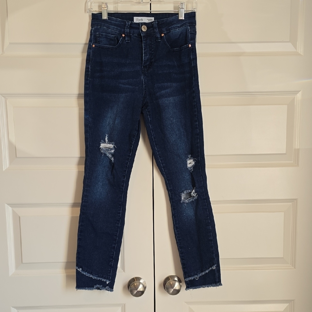 Royalty For Me Dark Blue Distressed Skinny Jeans